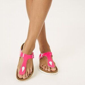 Birkenstock Gizeh Sandals Pink Patent Leather Size 40 Women’s Summer Comfort
